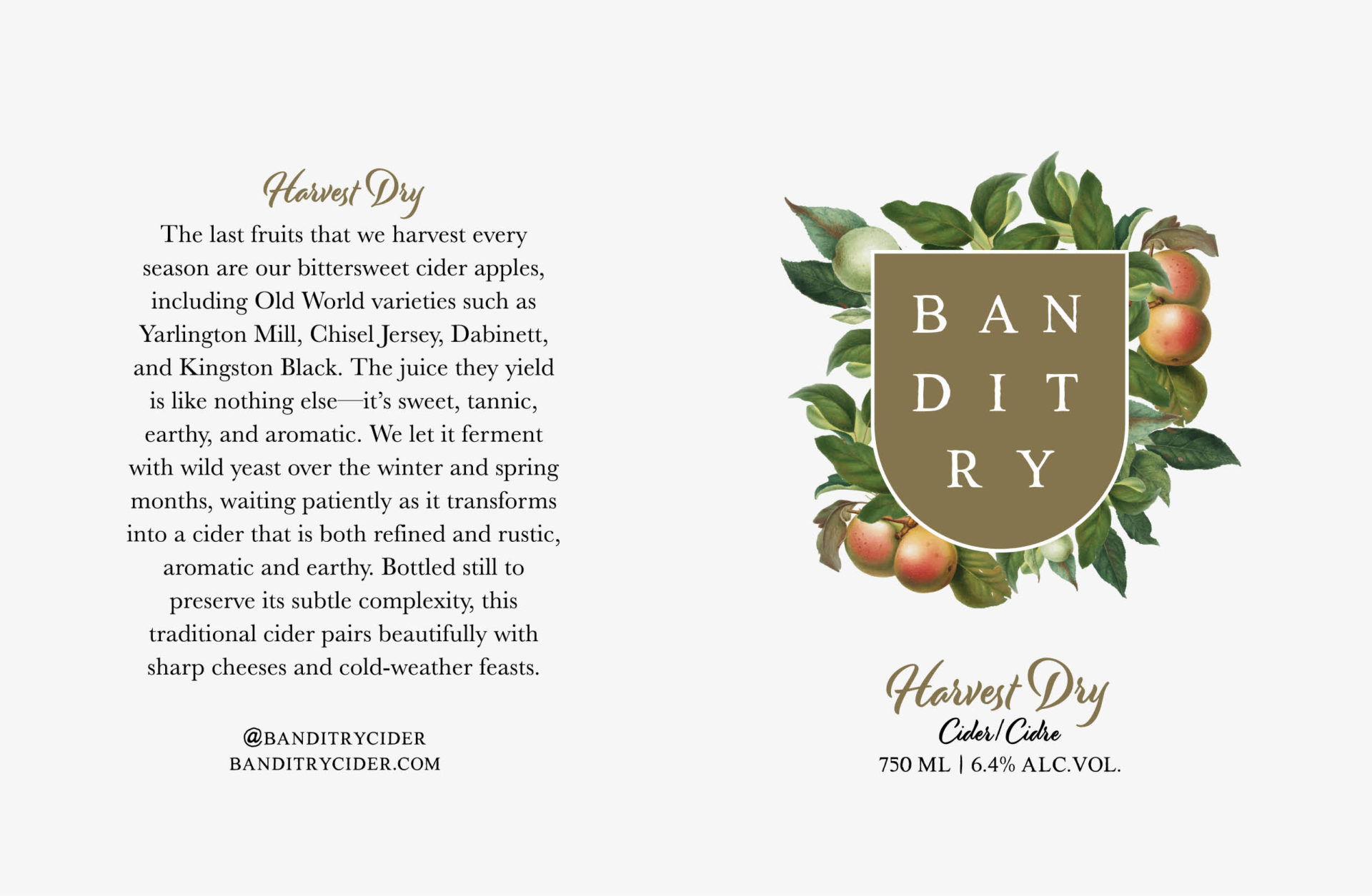 Banditry Cider Harvest Dry Bottle Label