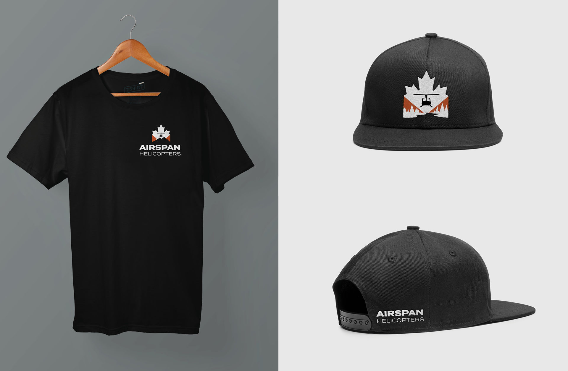 t-shirt and hat mockup with Airspan logo