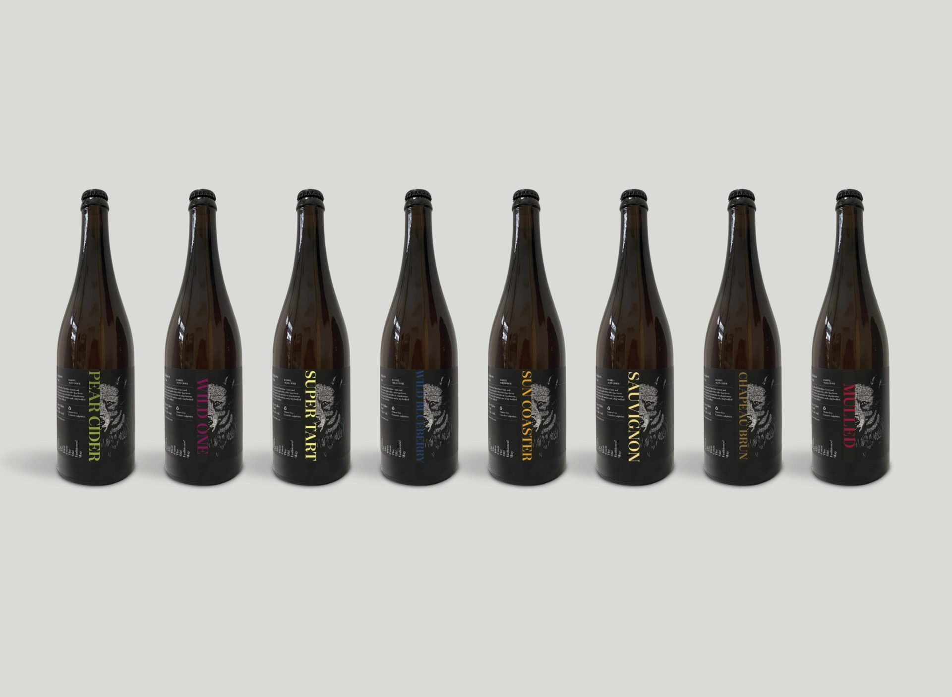 Brickers Cider Product Lineup with Custom Packaging for Bottle Labels