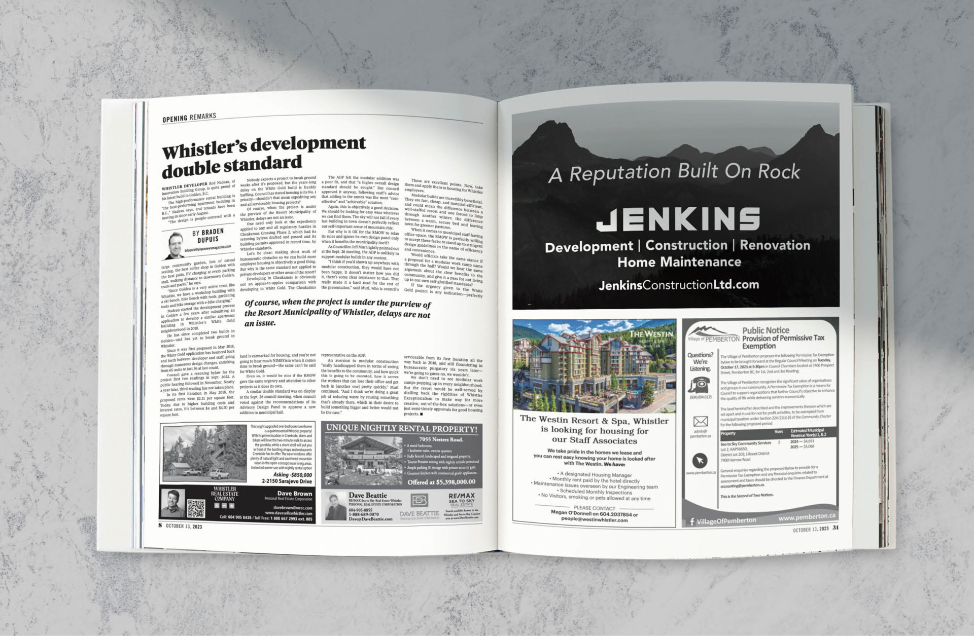 Jenkins Construction Half Page Newspaper Ad