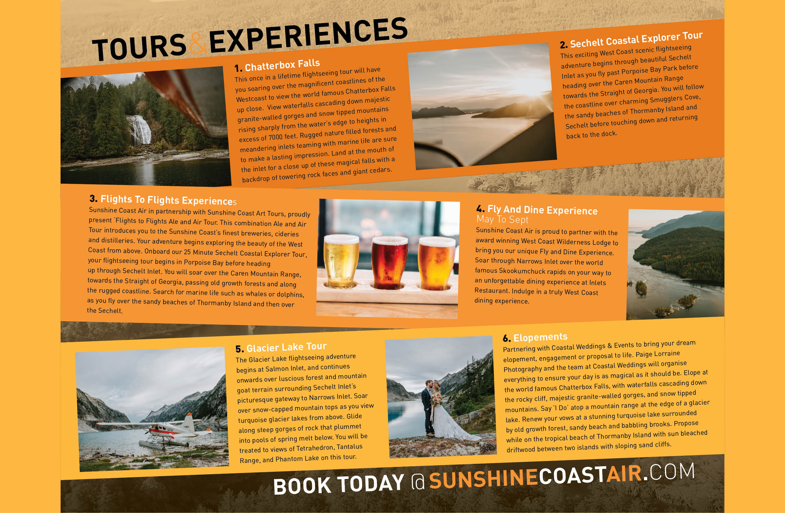 Sunshine Coast Air Brochure Layout for Tours and Experiences